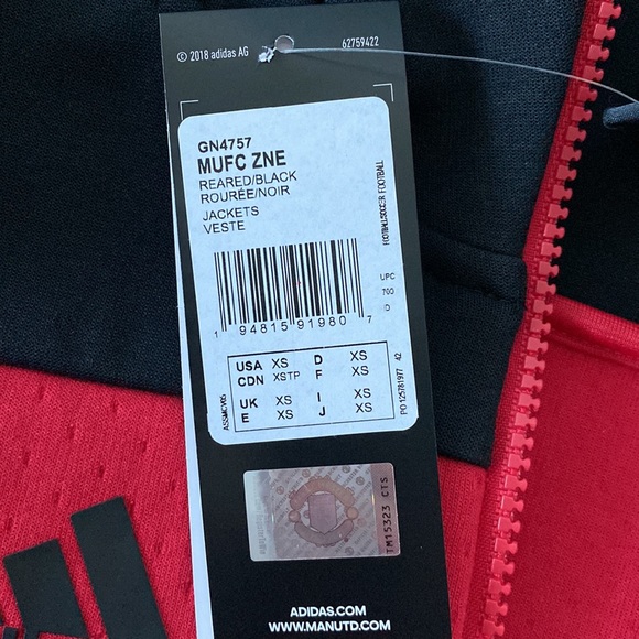 Adidas Full Zip Manchester United Jacket - Picture 4 of 5